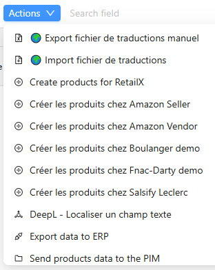 Actions button