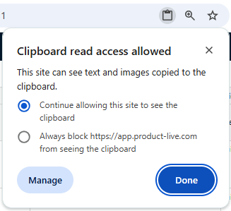 Authorize clipboard