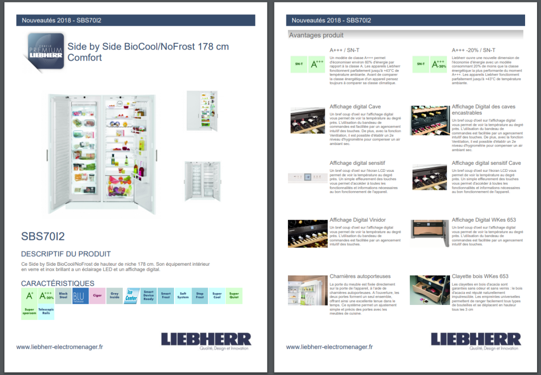 Generate product' data sheet