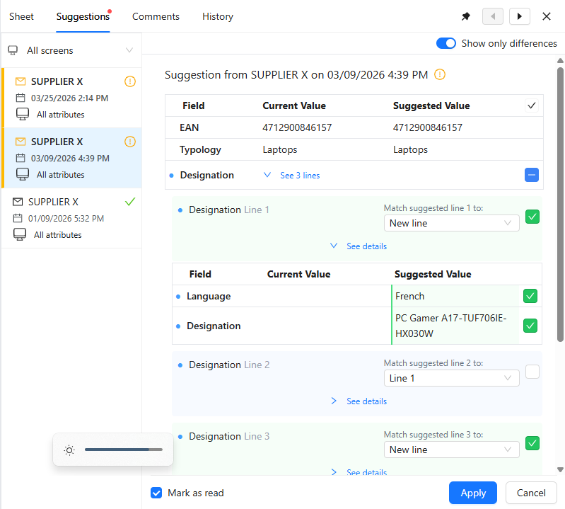 suggestion pane with composite