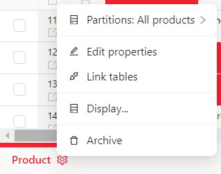 table properties